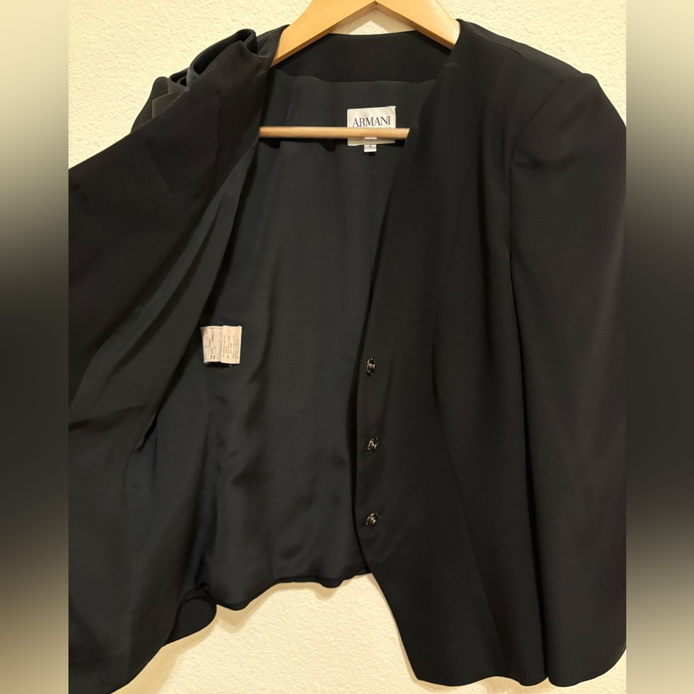 Armani Collezioni Black Women's Blazer with Satin Accents - Picture 3 of 7